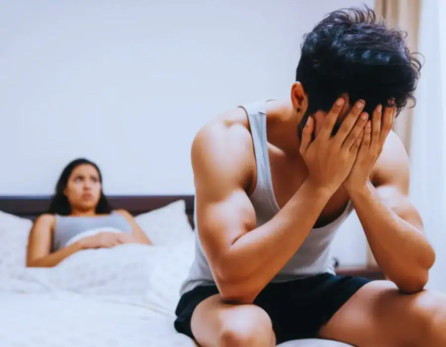 Image of upset man in need of erectile dysfunction treatment Newbury